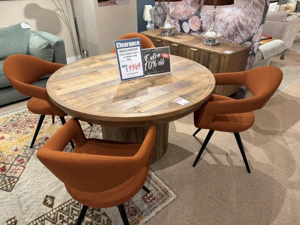 Fairmont Round Extending Table & 4 Jasmine Chairs