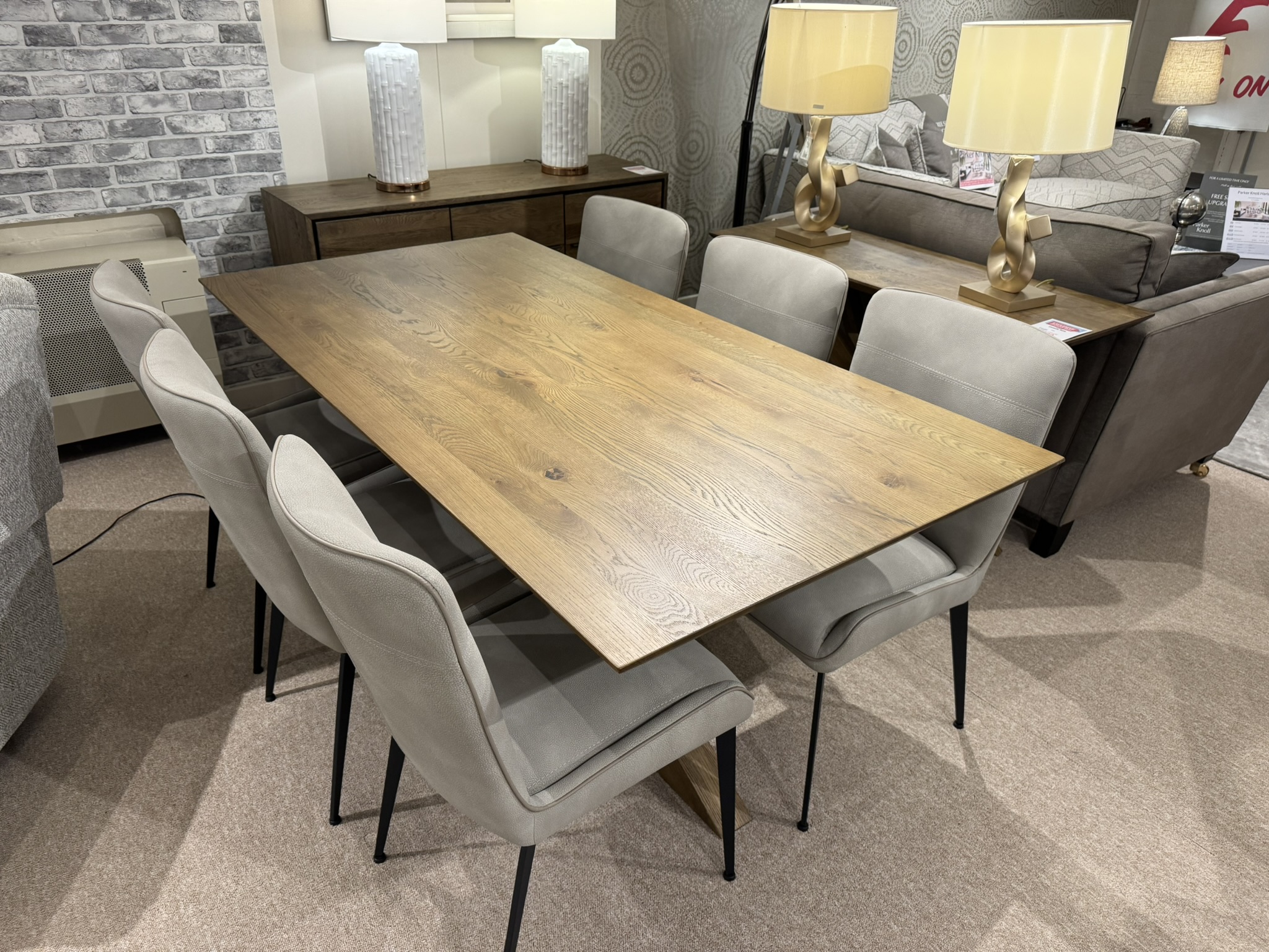 Hudson 180cm Star Base Dining Table & 6 Rebecca Chairs