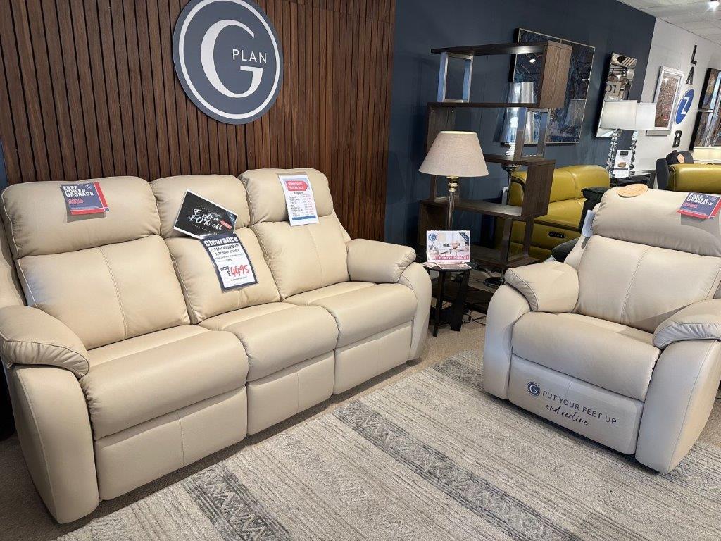 G Plan Kingsbury 3 Seater Sofa, Chair & Power Reclining Chair With Head Tilt & Lumbar